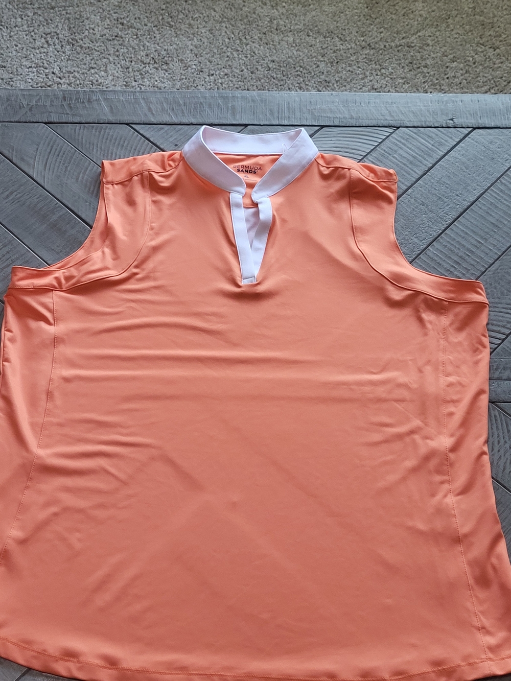 Sleeveless Peach Golf Polo Tank White Trim NWT